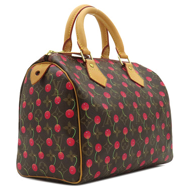 ルイヴィトン LOUIS VUITTON スピーディ 25 M95009 モノグラムチェリー モノグラムチェリーキャンバス ハンドバッグ ゴールド金具 茶 鍵・パドロック欠品 村上隆
