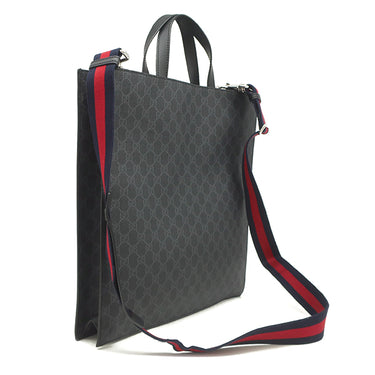 グッチ GUCCI ウェブライン 495559 ブラック×グレー GGスプリームキャンバス 2WAYバッグ シルバー金具 トートバッグ ショルダー 斜め掛け