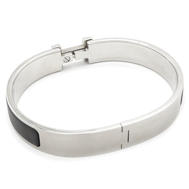 エルメス HERMES クリックHH PM ブラックXシルバー メタル エナメル ブレスレット シルバー金具 Hブレス