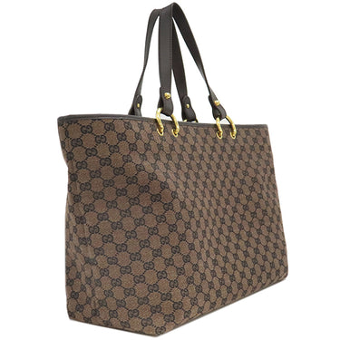 グッチ GUCCI GGキャンバス トート 285768 ダークブラウン GGキャンバス レザー トートバッグ ゴールド金具 茶 ショルダー 肩掛け