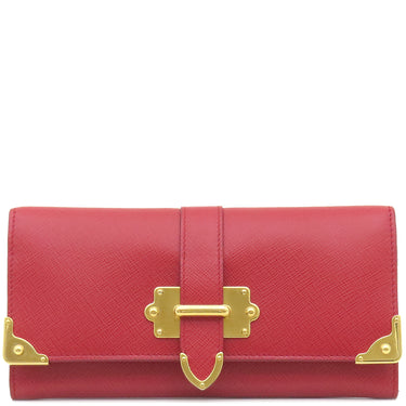 プラダ PRADA カイエ ウォレット 1MH132 FUOCO サフィアーノレザー 長財布 ゴールド金具 赤 SAFFIANO CAHIER