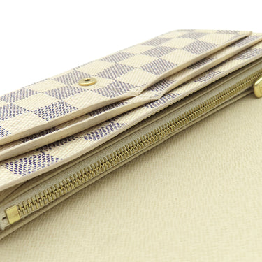 ルイヴィトン LOUIS VUITTON ポルトフォイユ サラ N63208 ダミエアズール ダミエアズールキャンバス 長財布 ゴールド金具 白 二つ折り