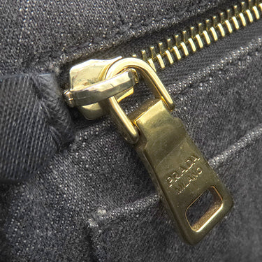 プラダ PRADA カナパ ミニ トートバッグ B2439G ブラック デニム 2WAYバッグ ゴールド金具 黒 三角ロゴプレート ハンドバッグ ショルダー