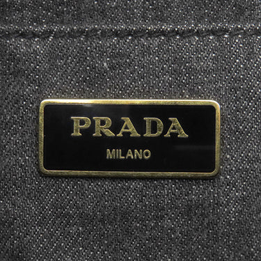 プラダ PRADA カナパ ミニ トートバッグ B2439G ブラック デニム 2WAYバッグ ゴールド金具 黒 三角ロゴプレート ハンドバッグ ショルダー