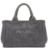 プラダ PRADA カナパ ミニ トートバッグ B2439G ブラック デニム 2WAYバッグ ゴールド金具 黒 三角ロゴプレート ハンドバッグ ショルダー