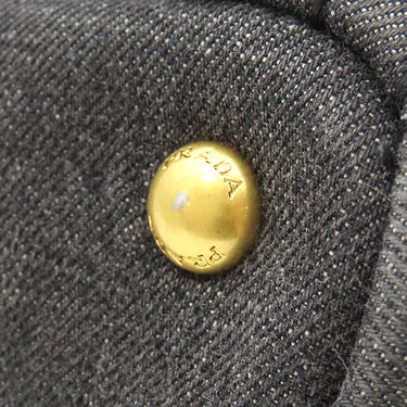 プラダ PRADA カナパ ミニ トートバッグ B2439G ブラック デニム 2WAYバッグ ゴールド金具 黒 三角ロゴプレート ハンドバッグ ショルダー