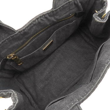 プラダ PRADA カナパ ミニ トートバッグ B2439G ブラック デニム 2WAYバッグ ゴールド金具 黒 三角ロゴプレート ハンドバッグ ショルダー