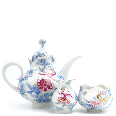 マイセン MEISSEN 真夏の夜の夢 ティーセット ホワイト×ブルー×マルチカラー 陶磁器 食器 白 青 ミッドサマー ナイトドリーム