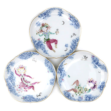 マイセン MEISSEN 真夏の夜の夢 プレート 6枚セット ホワイト×ブルー×マルチカラー 陶磁器 食器 白 青 ミッドサマー ナイトドリーム