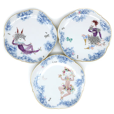 マイセン MEISSEN 真夏の夜の夢 プレート 6枚セット ホワイト×ブルー×マルチカラー 陶磁器 食器 白 青 ミッドサマー ナイトドリーム