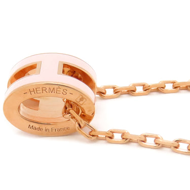 エルメス HERMES ポップアッシュ ミニ ペンダント ローズドラジェXゴールド GP ラッカー ネックレス ゴールド金具 Hモチーフ