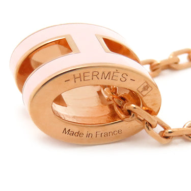エルメス HERMES ポップアッシュ ミニ ペンダント ローズドラジェXゴールド GP ラッカー ネックレス ゴールド金具 Hモチーフ