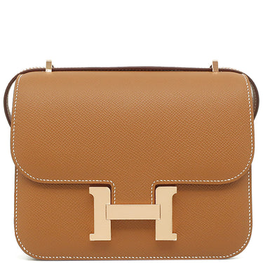 エルメス HERMES コンスタンス3 ミニ ミロワール ゴールド ヴォーエプソン ショルダーバッグ ローズゴールド金具 新品 未使用 茶 新刻印 PG RG