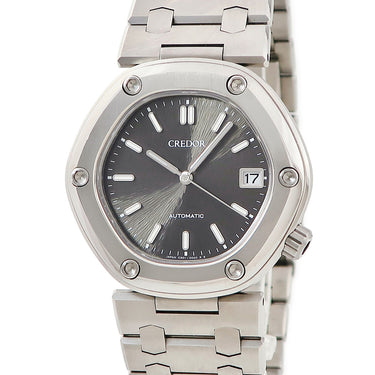 腕時計 クレドール Credor ロコモティブ GCCR999 CR01-00A0 自動巻き メンズ ブラック バー グレー デイト 六角形 限定