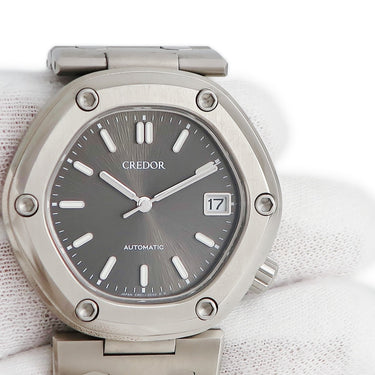 腕時計 クレドール Credor ロコモティブ GCCR999 CR01-00A0 自動巻き メンズ ブラック バー グレー デイト 六角形 限定