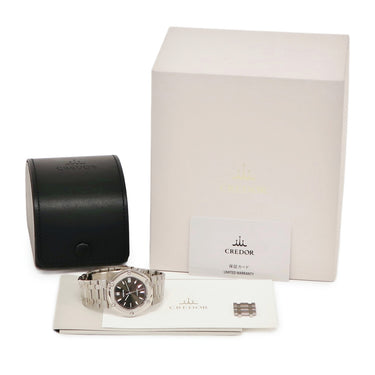 腕時計 クレドール Credor ロコモティブ GCCR999 CR01-00A0 自動巻き メンズ ブラック バー グレー デイト 六角形 限定