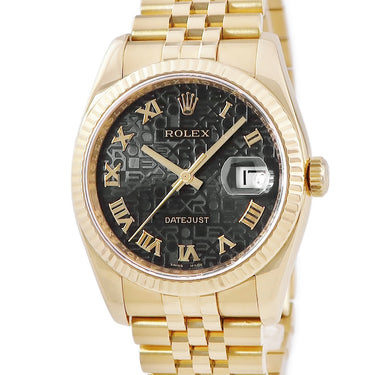 腕時計 ロレックス ROLEX デイトジャスト 36 116238 F番 自動巻き メンズ F番 K18YG無垢 ジュビリーブレス 彫りコンピューター