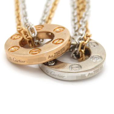 カルティエ Cartier ラブ ネックレス 6Pダイヤ B7224528 ピンクゴールドＸホワイトゴールド K18PG K18WG ダイヤモンド ネックレス 750PG WG ダブルチェーン