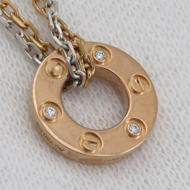 カルティエ Cartier ラブ ネックレス 6Pダイヤ B7224528 ピンクゴールドＸホワイトゴールド K18PG K18WG ダイヤモンド ネックレス 750PG WG ダブルチェーン