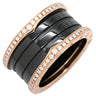 ブルガリ BVLGARI ビーゼロワン B-zero1 4バンド ダイヤリング ピンクゴールド×ブラック K18PG セラミック ダイヤモンド #56(JP16) リング 指輪 黒 750PG 18金 15号
