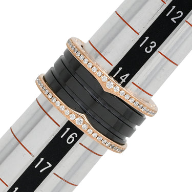 ブルガリ BVLGARI ビーゼロワン B-zero1 4バンド ダイヤリング ピンクゴールド×ブラック K18PG セラミック ダイヤモンド #56(JP16) リング 指輪 黒 750PG 18金 15号