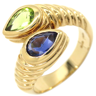 ブルガリ BVLGARI ドッピオ バチェラート イエローゴールド K18YG アイオライト ペリドット リング 指輪 750 18金 11.5号