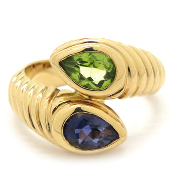 ブルガリ BVLGARI ドッピオ バチェラート イエローゴールド K18YG アイオライト ペリドット リング 指輪 750 18金 11.5号