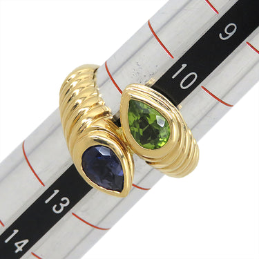 ブルガリ BVLGARI ドッピオ バチェラート イエローゴールド K18YG アイオライト ペリドット リング 指輪 750 18金 11.5号