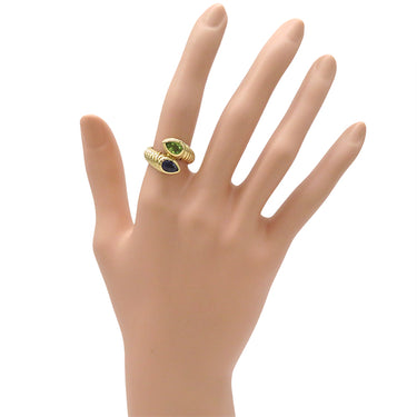 ブルガリ BVLGARI ドッピオ バチェラート イエローゴールド K18YG アイオライト ペリドット リング 指輪 750 18金 11.5号