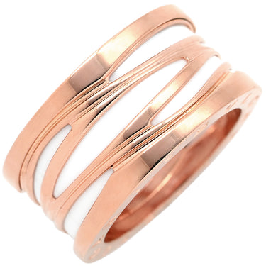 ブルガリ BVLGARI ビーゼロワン B-zero1 レジェンド 4バンドリング ピンクゴールド×ホワイト K18PG セラミック #61 リング 指輪 Au750 18K 18金 20号