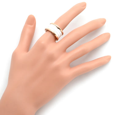 ブルガリ BVLGARI ビーゼロワン B-zero1 4バンドリング 345836 ピンクゴールド×ホワイト K18PG セラミック #53(JP13) リング 指輪 白 750PG 18金 11.5号
