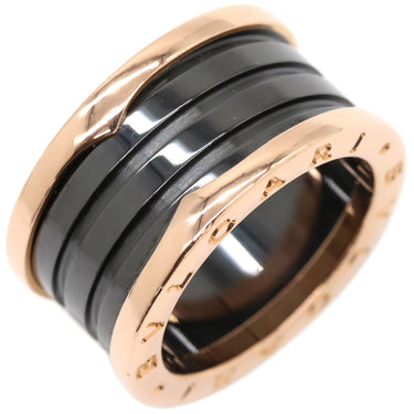 ブルガリ BVLGARI ビーゼロワン B-zero1 4バンドリング ピンクゴールド×ブラック K18PG セラミック #55 リング 指輪 黒 750PG 18金 14.5号