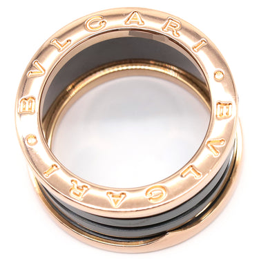 ブルガリ BVLGARI ビーゼロワン B-zero1 4バンドリング ピンクゴールド×ブラック K18PG セラミック #55 リング 指輪 黒 750PG 18金 14.5号