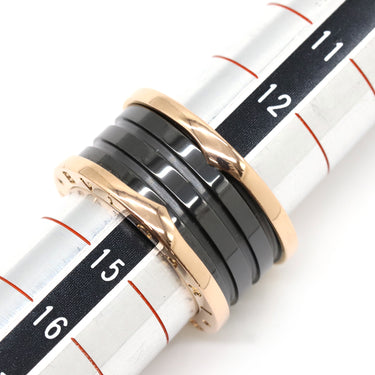 ブルガリ BVLGARI ビーゼロワン B-zero1 4バンドリング ピンクゴールド×ブラック K18PG セラミック #55 リング 指輪 黒 750PG 18金 14.5号