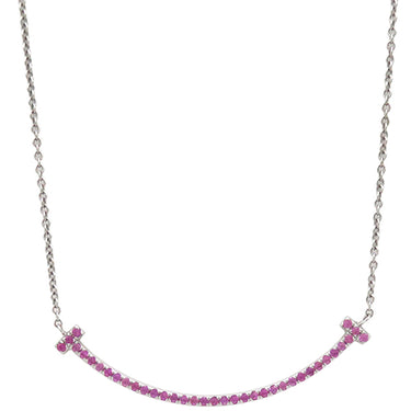 ティファニー Tiffany & Co Tスマイル ペンダント スモール ピンクサファイア ホワイトゴールド K18WG ピンクサファイア ネックレス Au750 Tiffany T smile