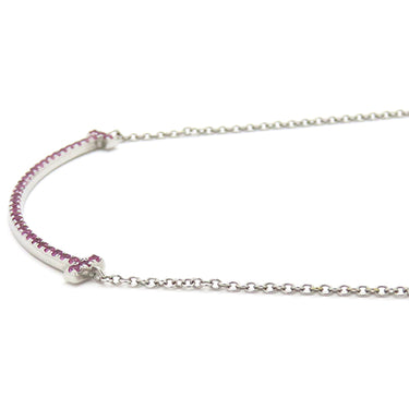 ティファニー Tiffany & Co Tスマイル ペンダント スモール ピンクサファイア ホワイトゴールド K18WG ピンクサファイア ネックレス Au750 Tiffany T smile