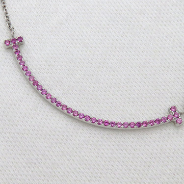 ティファニー Tiffany & Co Tスマイル ペンダント スモール ピンクサファイア ホワイトゴールド K18WG ピンクサファイア ネックレス Au750 Tiffany T smile