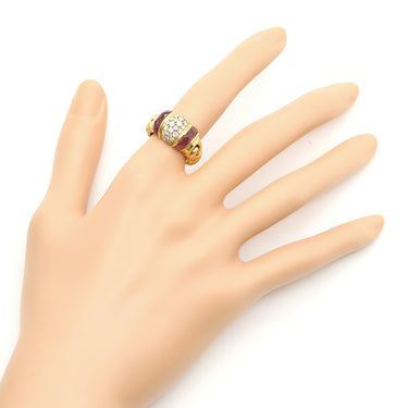 ブルガリ BVLGARI ガンチョ イエローゴールド K18YG トルマリン ダイヤモンド リング 指輪 赤 750 18金 11号