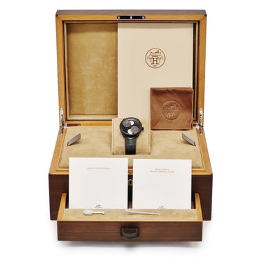 腕時計 エルメス HERMES アルソー ルール ドゥ ラ リュンヌ AR1.842 自動巻き メンズ 新品同様 ブラック PVD ダブルムーンフェイズ