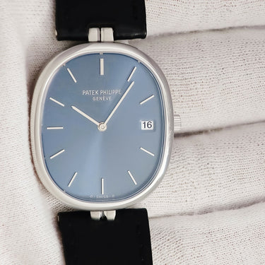 腕時計 パテックフィリップ PATEK PHILIPPE ゴールデンエリプス  3930A クオーツ メンズ ネイビー デイト ヴィンテージ