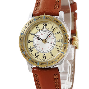 腕時計 ロンジン LONGINES リンドバーグ アワーアングル 628.5229 自動巻き メンズ K18YG無垢×SS コンビ ローマン 復刻 希少