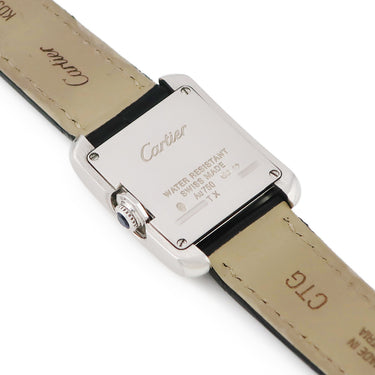 腕時計 カルティエ Cartier タンクアングレーズ SM W5310029 クオーツ レディース K18WG無垢 青針 ギヨシェ ローマン