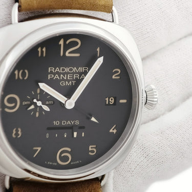 腕時計 パネライ PANERAI ラジオミール 10デイズ GMT アッチャイオ PAM00589 Q**/20 自動巻き メンズ Q番 ブラック デイト 大阪限定20本