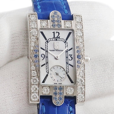腕時計 ハリーウィンストン Harry Winston レディー アヴェニュー クラシック 310LQW クオーツ レディース K18WG無垢 純正ダイヤ&サファイア