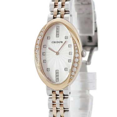 腕時計 クレドール Credor シグノ GSWE842 5A70-0BW0 クオーツ レディース K18PG×SS コンビ 純正ダイヤ オーバル ドレープ クォーツ