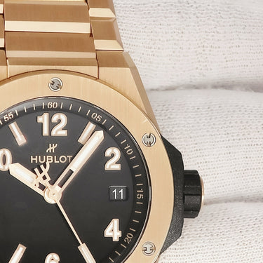 腕時計 ウブロ HUBLOT ビッグバン インテグレーテッド タイムオンリー 457.OX.1280.OX 自動巻き メンズ K18KG無垢 ブラック