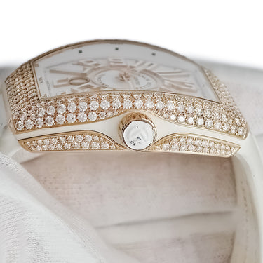 腕時計 フランクミュラー FRANCK MULLER ヴァンガード V 45 SC DT D 自動巻き メンズ K18PG無垢 純正ダイヤ ホワイト
