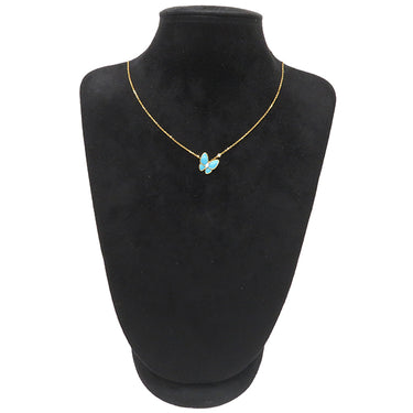ヴァンクリーフアーペル Van Cleef & Arpels ドゥ パピヨン ペンダント VCARP7UP00 ブルーXイエローゴールド K18YG ターコイズ ダイヤモンド K18WG ネックレス 青 18K 750