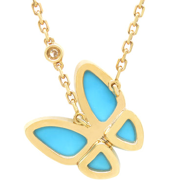 ヴァンクリーフアーペル Van Cleef & Arpels ドゥ パピヨン ペンダント VCARP7UP00 ブルーXイエローゴールド K18YG ターコイズ ダイヤモンド K18WG ネックレス 青 18K 750