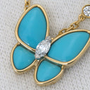 ヴァンクリーフアーペル Van Cleef & Arpels ドゥ パピヨン ペンダント VCARP7UP00 ブルーXイエローゴールド K18YG ターコイズ ダイヤモンド K18WG ネックレス 青 18K 750